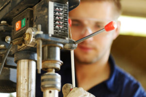 man operating a machine